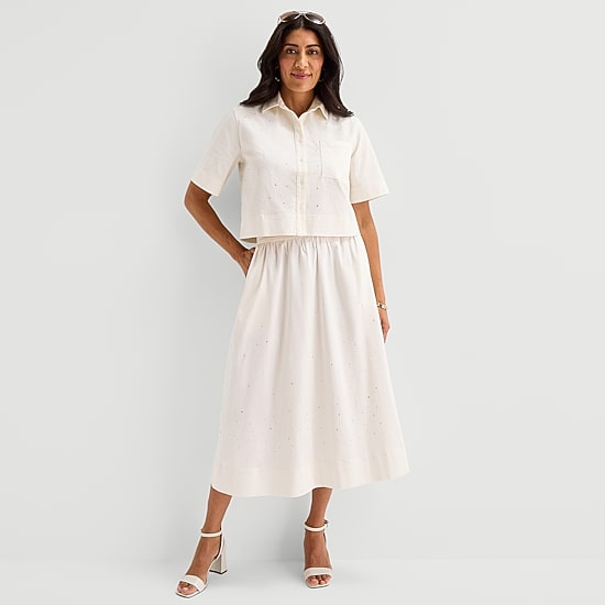 Liz Claiborne Studded Womens Midi Flared Skirt