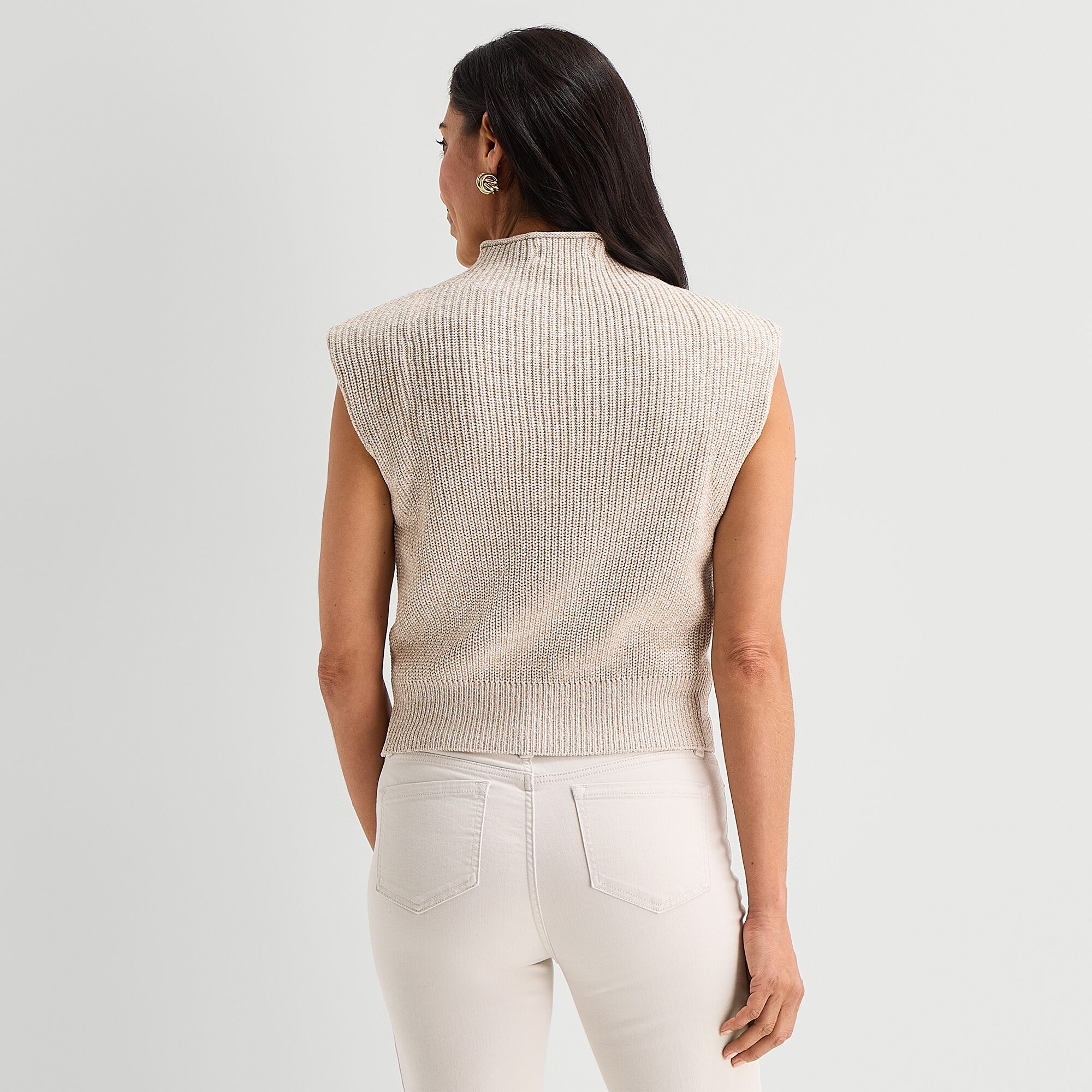 Liz Claiborne Womens Mock Neck Sleeveless Pullover Sweater