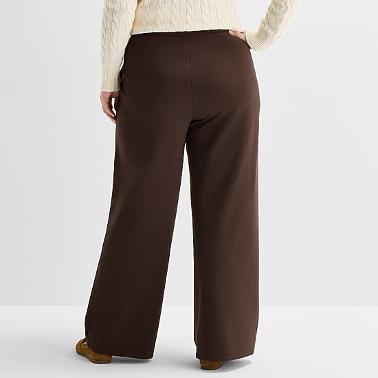 St. John's Bay Womens Plus Wide Leg Pull-On Pant