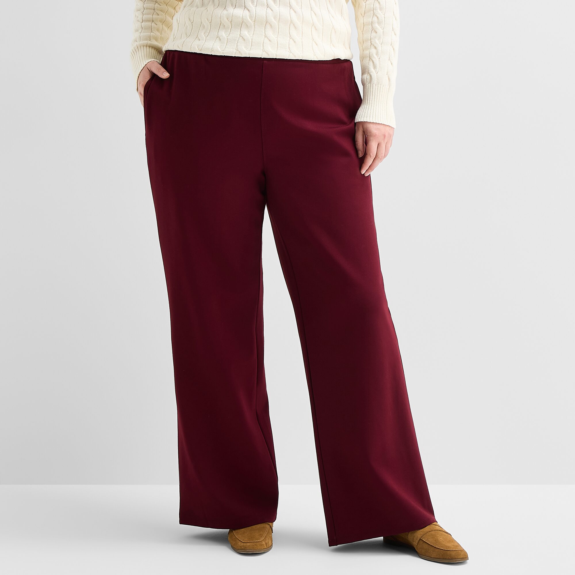 St. John's Bay Womens Plus Wide Leg Pull-On Pant