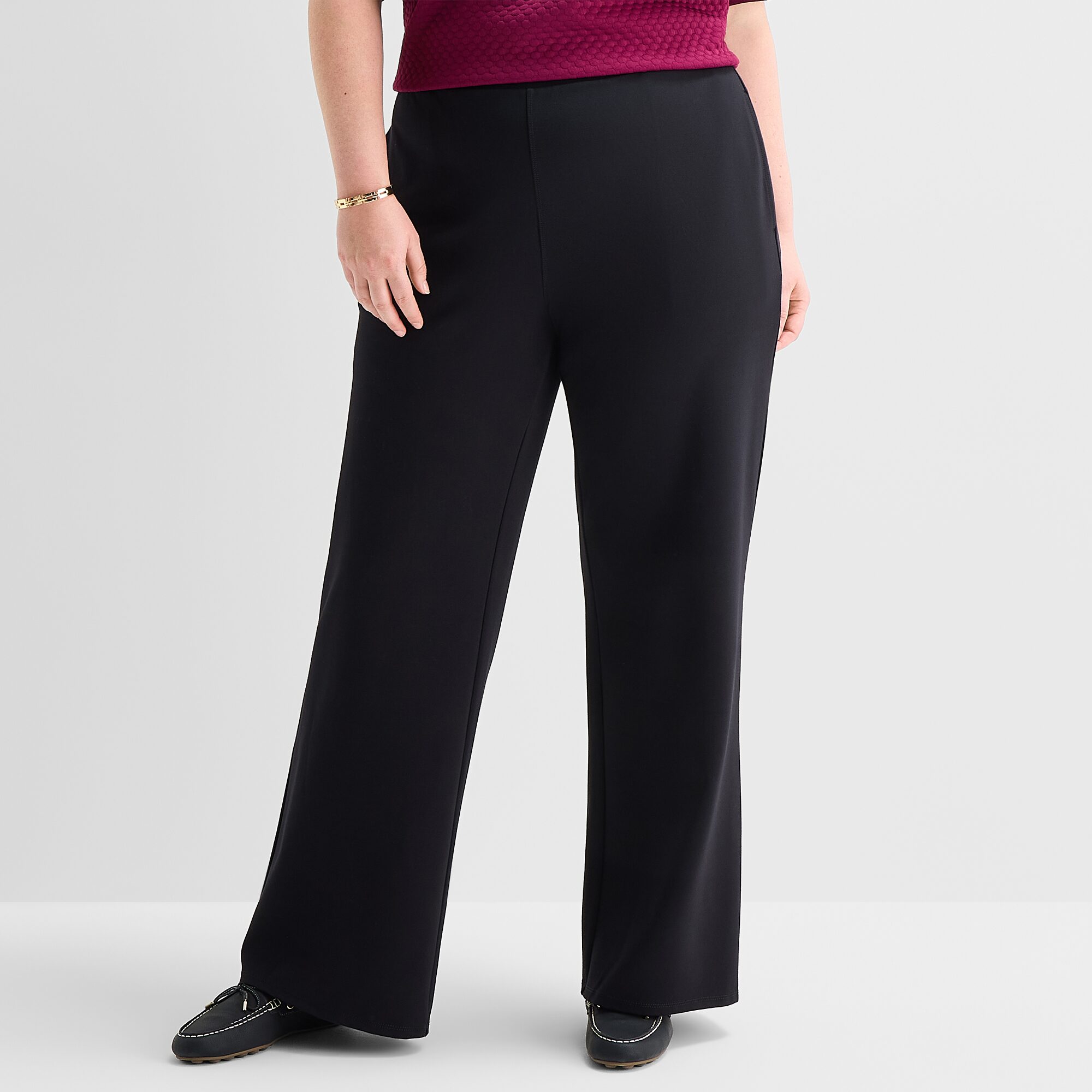 St. John's Bay Womens Plus Wide Leg Pull-On Pant
