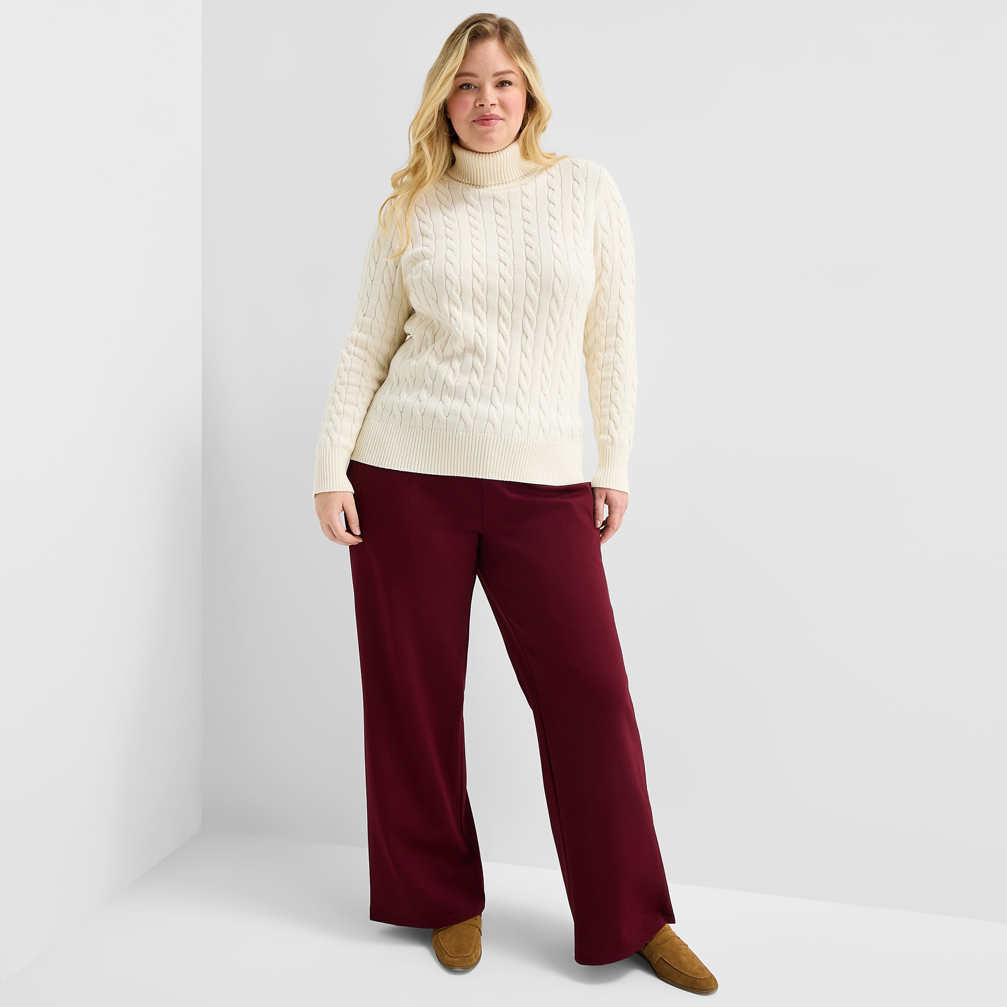 St. John's Bay Womens Plus Wide Leg Pull-On Pant