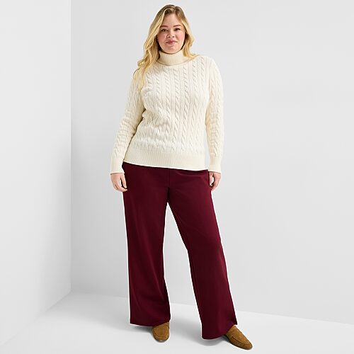 St. John's Bay Womens Plus Wide Leg Pull-on Pant In Red