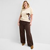 St. John's Bay Womens Plus Wide Leg Pull-On Pant