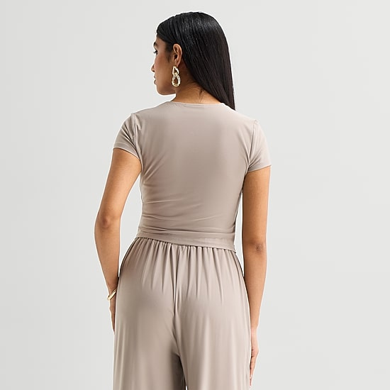 Bold Elements Womens Crew Neck Short Sleeve Wrap Shirt
