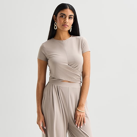 Bold Elements Womens Crew Neck Short Sleeve Wrap Shirt