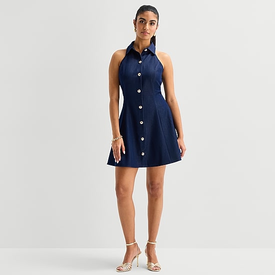 Bold Elements Womens Sleeveless Fit + Flare Dress