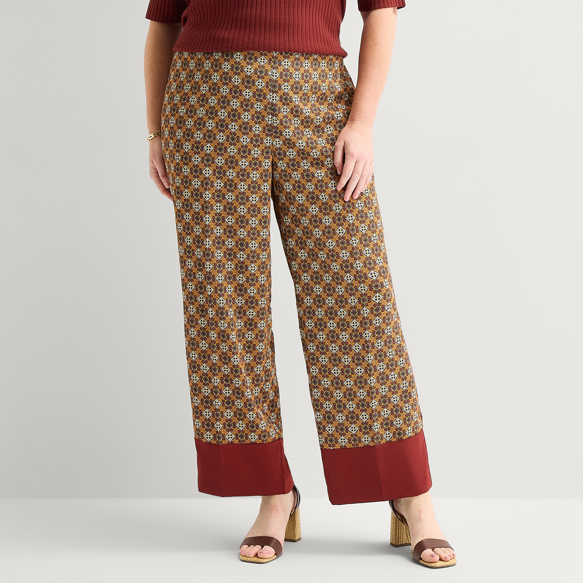 Liz Claiborne Womens Plus Wide Leg Mid Rise Pull-On Pant