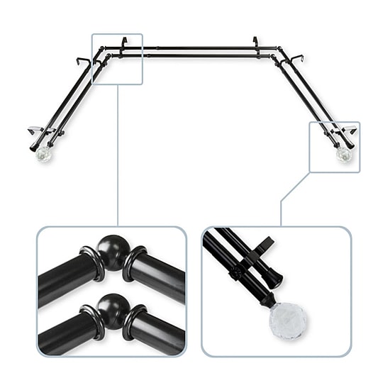 Rod Desyne Faceted Double Bay Window Rod