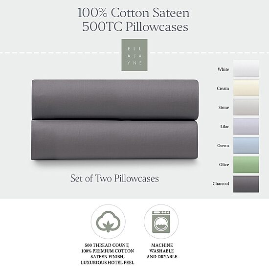 Ella Jayne 100% Cotton Percale Cool and Crisp Pillowcase Set
