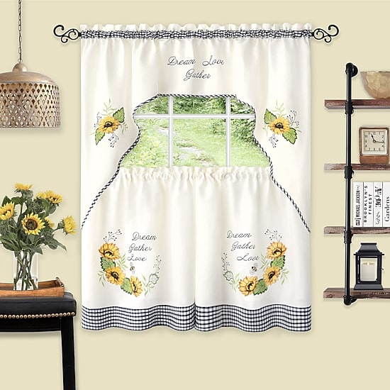 Achim Sunflower 3-pc. Rod Pocket Window Tier