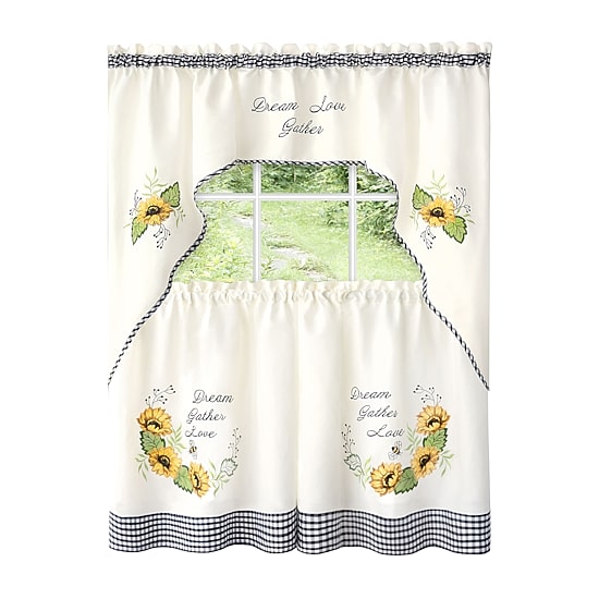 Achim Sunflower 3-pc. Rod Pocket Window Tier