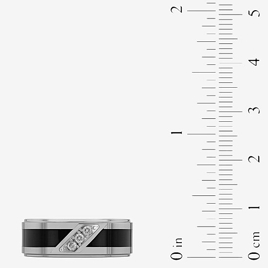 Mens 8MM 1/10 CT. T.W. Natural White Diamond Tungsten Wedding Band