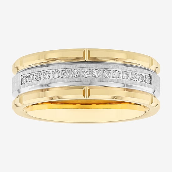 Mens 8MM 1/8 CT. T.W. Natural White Diamond Tungsten Wedding Band