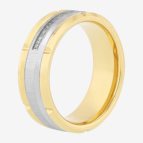 Mens 8MM 1/8 CT. T.W. Natural White Diamond Tungsten Wedding Band