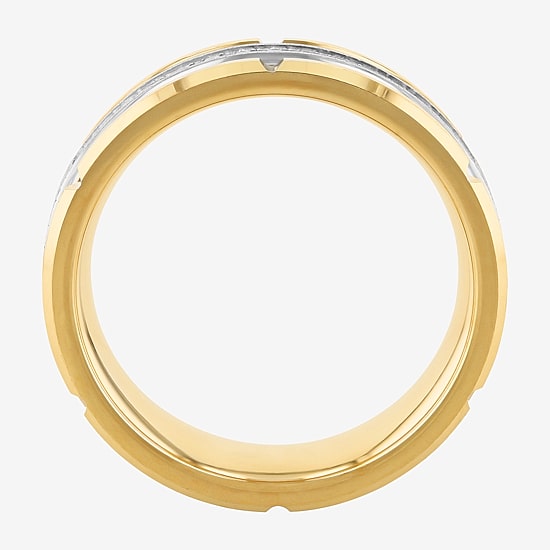 Mens 8MM 1/8 CT. T.W. Natural White Diamond Tungsten Wedding Band