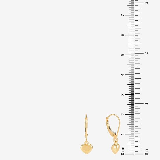 Womens 14K Gold Heart Drop Earrings