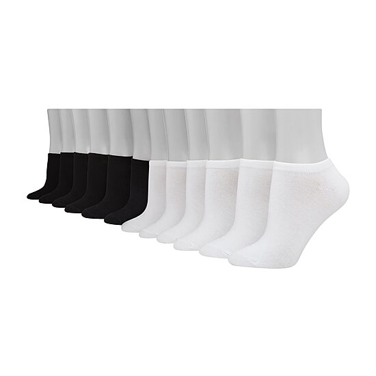 Hanes Lightweight Womens Multi-Pack 12 Pair Plus Tall Liner Socks