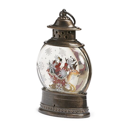 Roman 10in Led Swirl Deer Sleigh Christmas Snow Globe