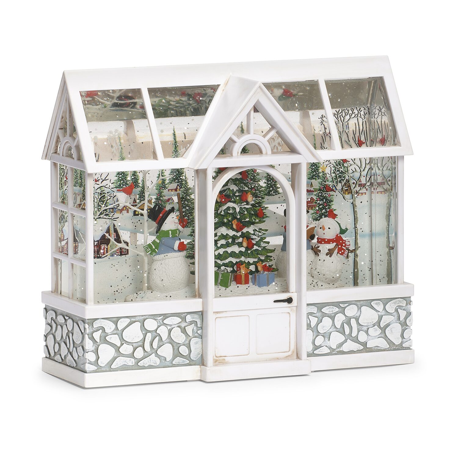 Roman 8in Led Swirl Snowman Choir Christmas Snow Globe