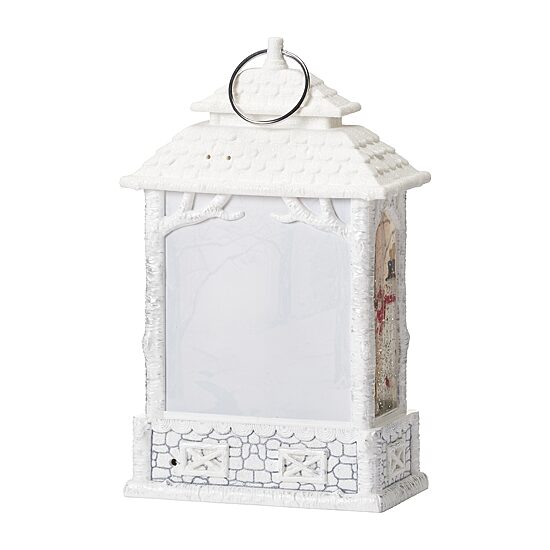 Roman 10.5in Led Swirl Snowy Lantern Christmas Tabletop Decor