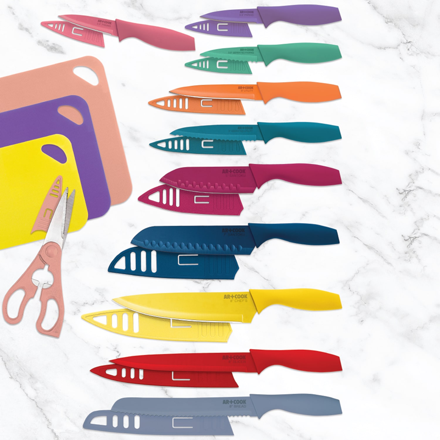 Art And Cook Multicolor 25-pc. Cutting Board and Knife Set