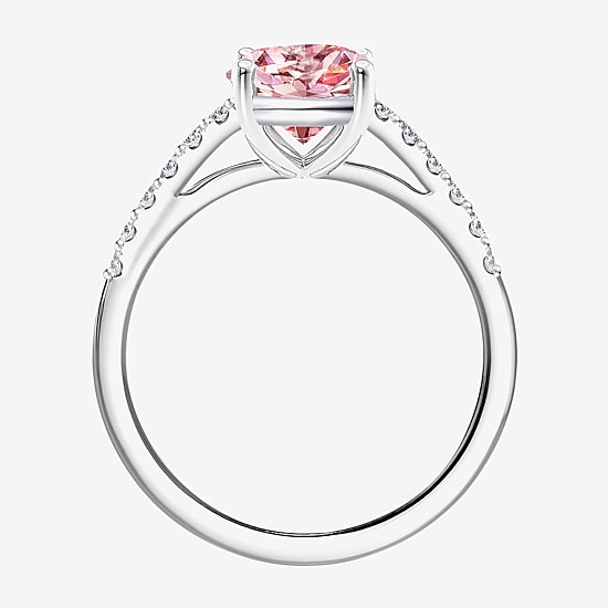 Womens Lab Created Pink Sapphire Sterling Silver Oval Side Stone Cocktail Ring