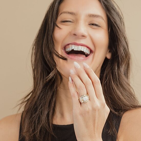 Diamond Blossom (H-I / I1) Womens 2 CT. T.W. Lab Grown White Diamond 10K Gold Side Stone Cocktail Ring