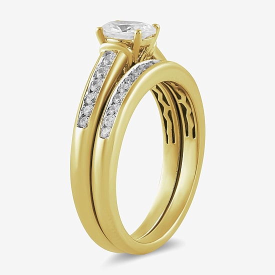 Womens 1 CT. T.W. Lab Grown White Diamond 14K Gold Over Silver Wedding Bridal Set