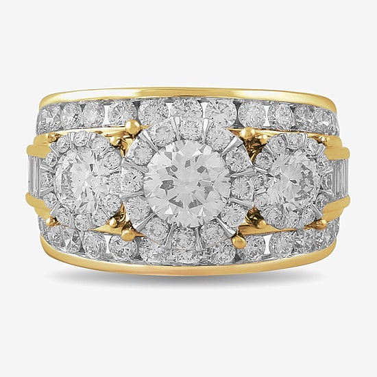Love Lives Forever (H-I / I1) Womens 3 1/2 CT. T.W Lab Grown White Diamond 10K Gold Side Stone 3-Stone Engagement Ring