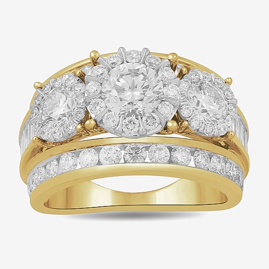 Love Lives Forever (H-I / I1) Womens 3 1/2 CT. T.W Lab Grown White Diamond 10K Gold Side Stone 3-Stone Engagement Ring