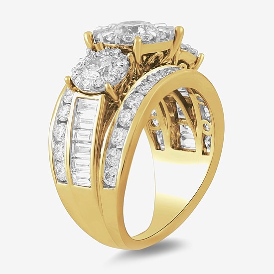 Love Lives Forever (H-I / I1) Womens 3 1/2 CT. T.W Lab Grown White Diamond 10K Gold Side Stone 3-Stone Engagement Ring