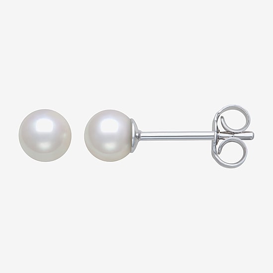 White Cultured Freshwater Pearl Sterling Silver 4mm Ball Stud Earrings