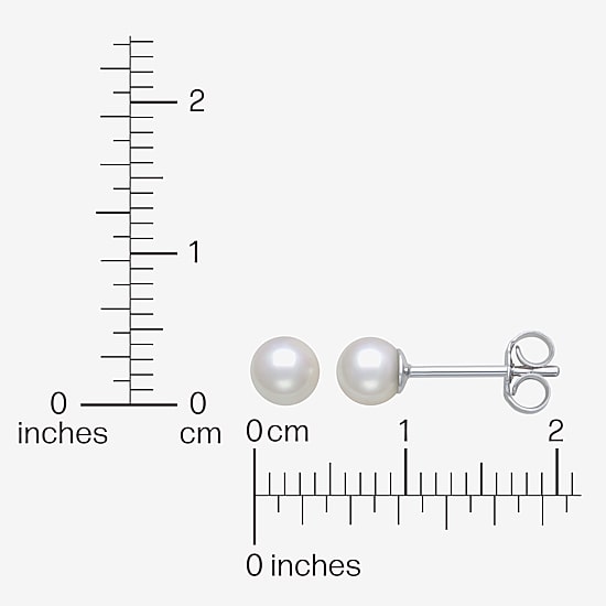 White Cultured Freshwater Pearl Sterling Silver 4mm Ball Stud Earrings
