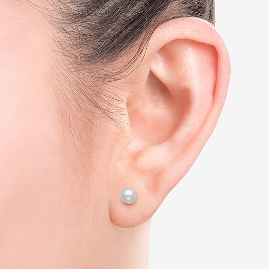 White Cultured Freshwater Pearl Sterling Silver 4mm Ball Stud Earrings