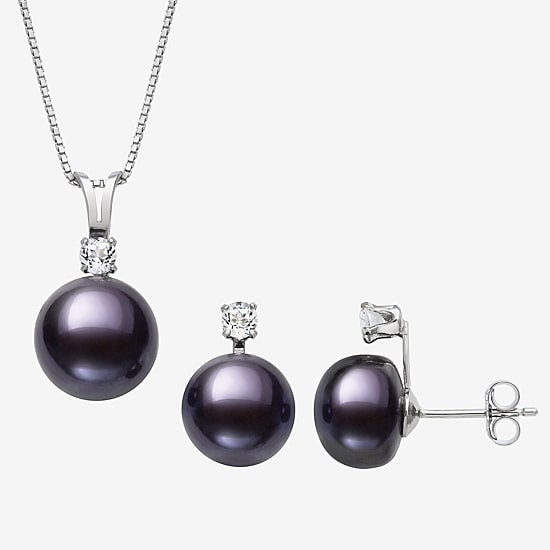 Cultured Freshwater Pearl Sterling Silver Round 2-pc. Jewelry Set