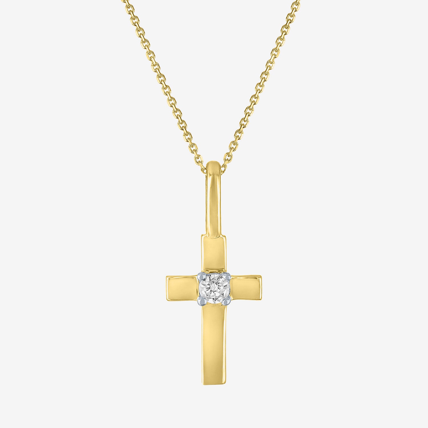 Cross (Gh / Si2 I1) Womens Diamond Accent Lab Grown White Diamond 10K Gold Cross 18 Inch Pendant Necklace