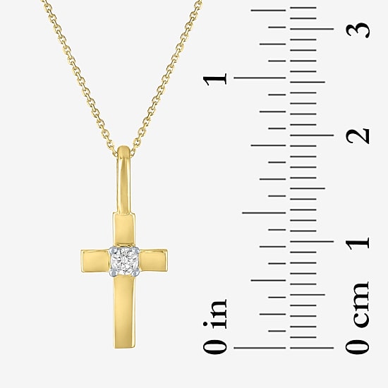 Cross (Gh / Si2 I1) Womens Diamond Accent Lab Grown White Diamond 10K Gold Cross 18 Inch Pendant Necklace
