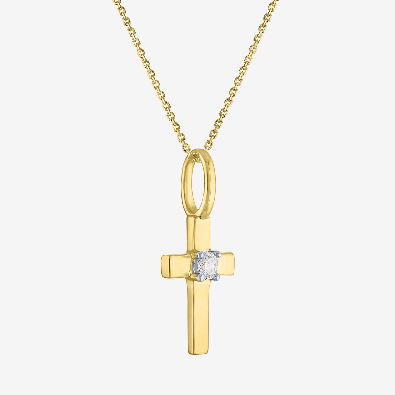 Cross (Gh / Si2 I1) Womens Diamond Accent Lab Grown White Diamond 10K Gold Cross 18 Inch Pendant Necklace