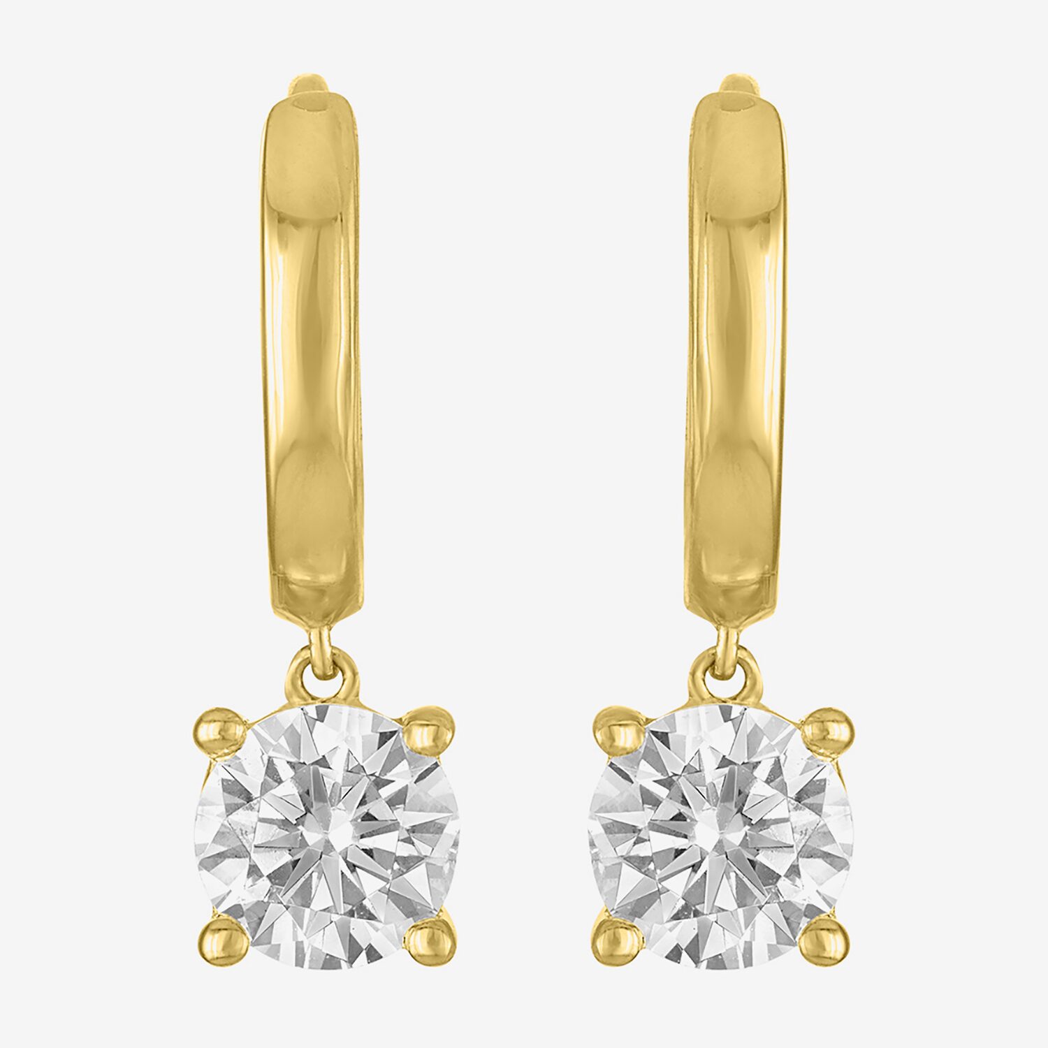 G-H / Si2-I1 Womens 1 CT. T.W. Lab Grown White Diamond 10K Gold 16.9mm Round Hoop Earrings