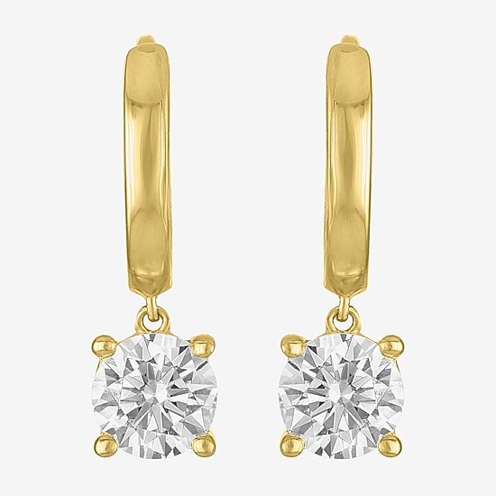 G-H / Si2-I1 Womens 1 CT. T.W. Lab Grown White Diamond 10K Gold 16.9mm Round Hoop Earrings