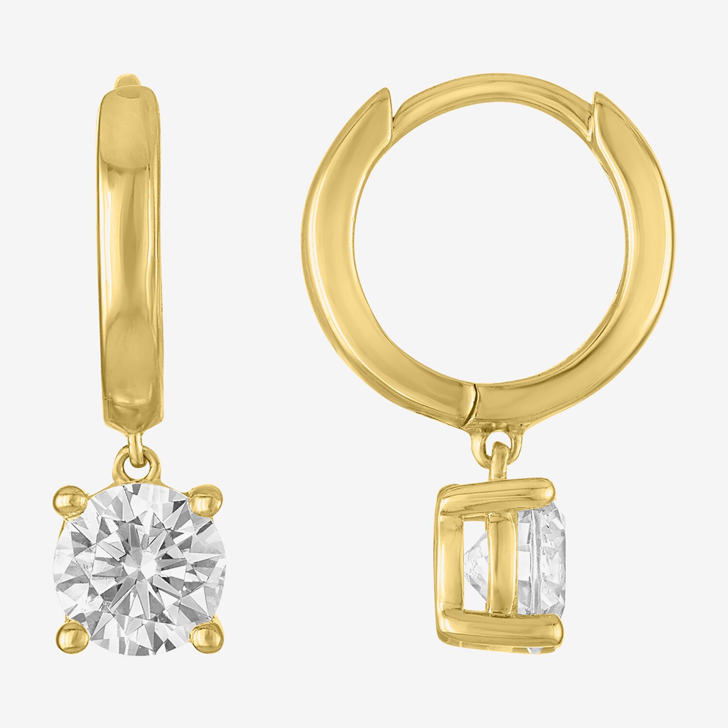 G-H / Si2-I1 Womens 1 CT. T.W. Lab Grown White Diamond 10K Gold 16.9mm Round Hoop Earrings