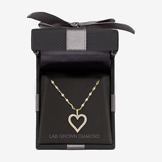 Heart (G-H / Si2 I1) Womens 1/6 CT. T.W. Lab Grown White Diamond 10K Gold Heart 18 Inch Pendant Necklace