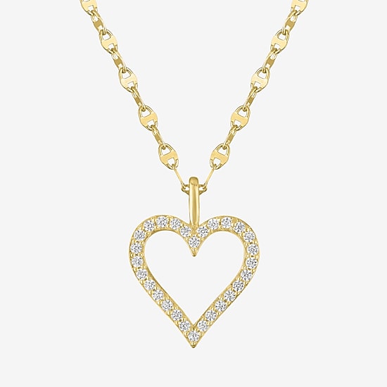 Heart (G-H / Si2 I1) Womens 1/6 CT. T.W. Lab Grown White Diamond 10K Gold Heart 18 Inch Pendant Necklace