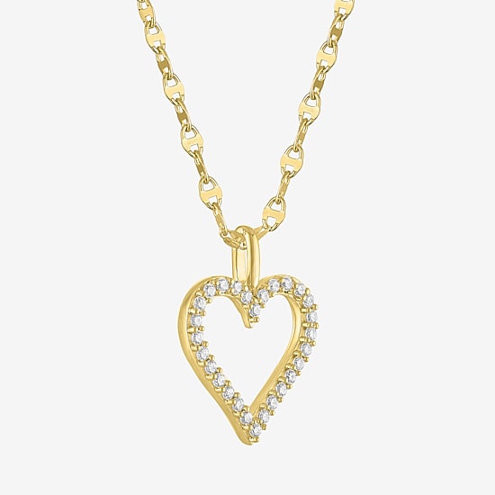 Heart (G-H / Si2 I1) Womens 1/6 CT. T.W. Lab Grown White Diamond 10K Gold Heart 18 Inch Pendant Necklace