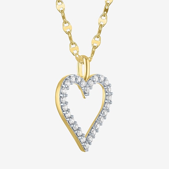 Heart (G-H / Si2 I1) Womens 1/3 CT. T.W. Lab Grown White Diamond 10K Gold Heart 18 Inch Pendant Necklace