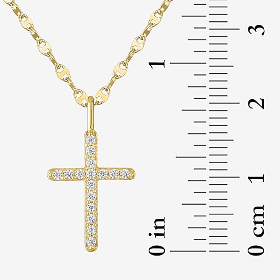 Cross (G-H / Si2 I1) Womens 1/6 CT. T.W. Lab Grown White Diamond 10K Gold Cross 18 Inch Pendant Necklace