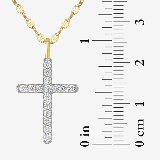 Cross (G-H / Si2 I1) Womens 1/3 CT. T.W. Lab Grown White Diamond 10K Gold Cross 18 Inch Pendant Necklace