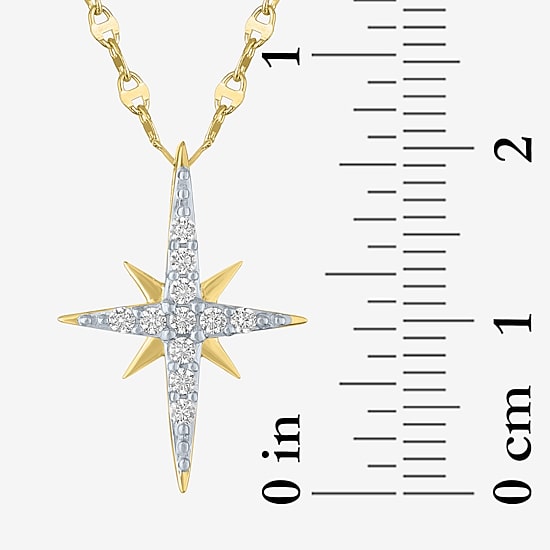 North Star (G-H / Si2 I1) Womens 1/6 CT. T.W. Lab Grown White Diamond 10K Gold Star 16 Inch Pendant Necklace