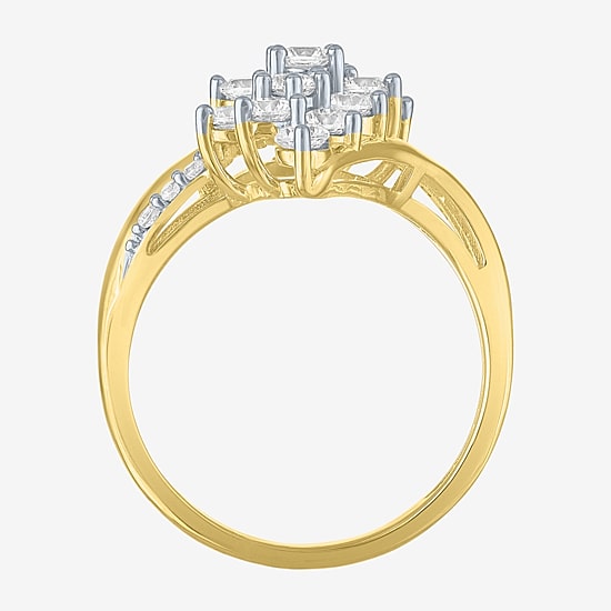 (G-H/Si2-I1) Womens 1 CT. T.W. Lab Grown White Diamond 10K Gold Marquise Cluster Cocktail Ring